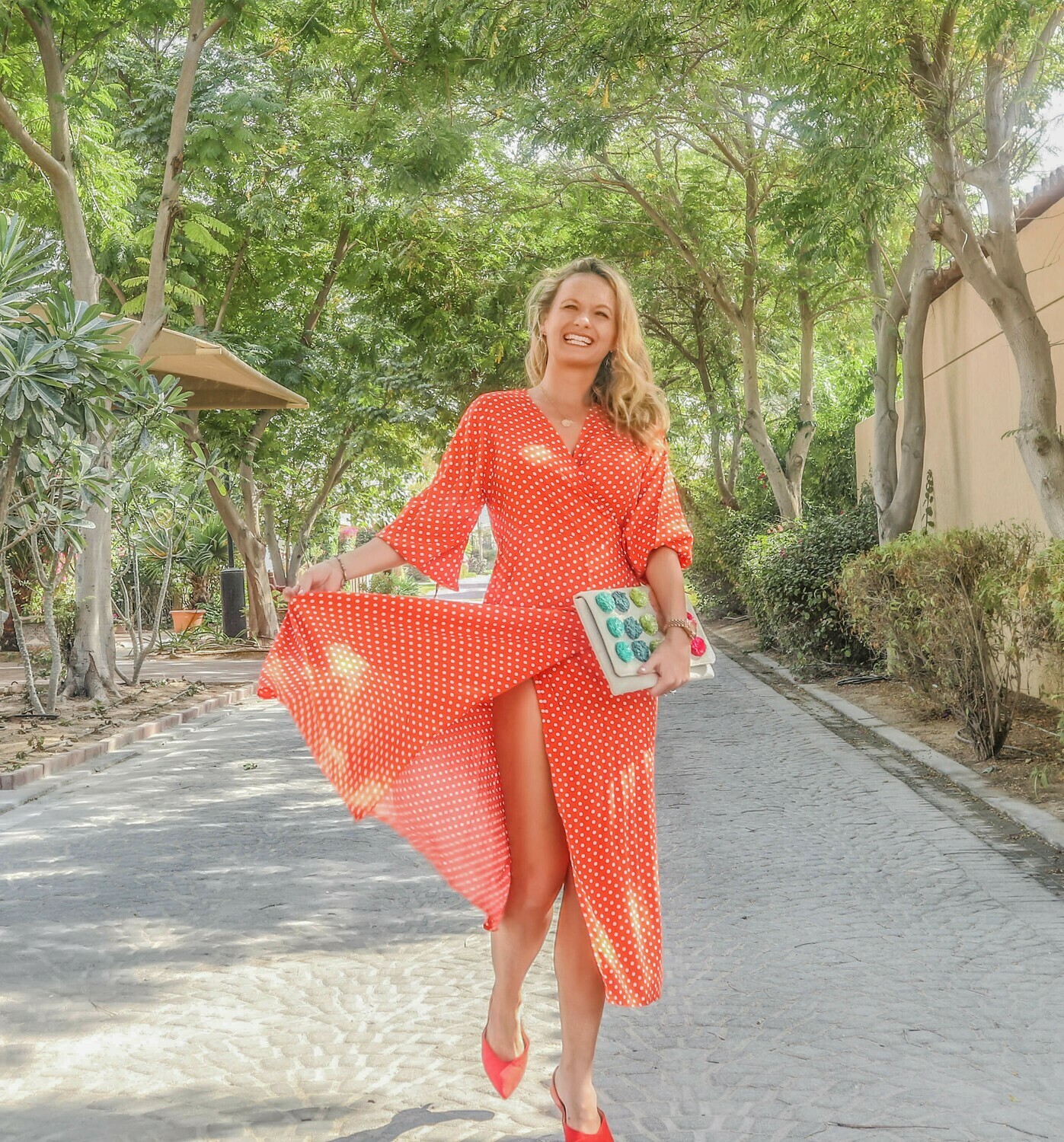 The Classic Wrap Dress: Orange Polka Dot