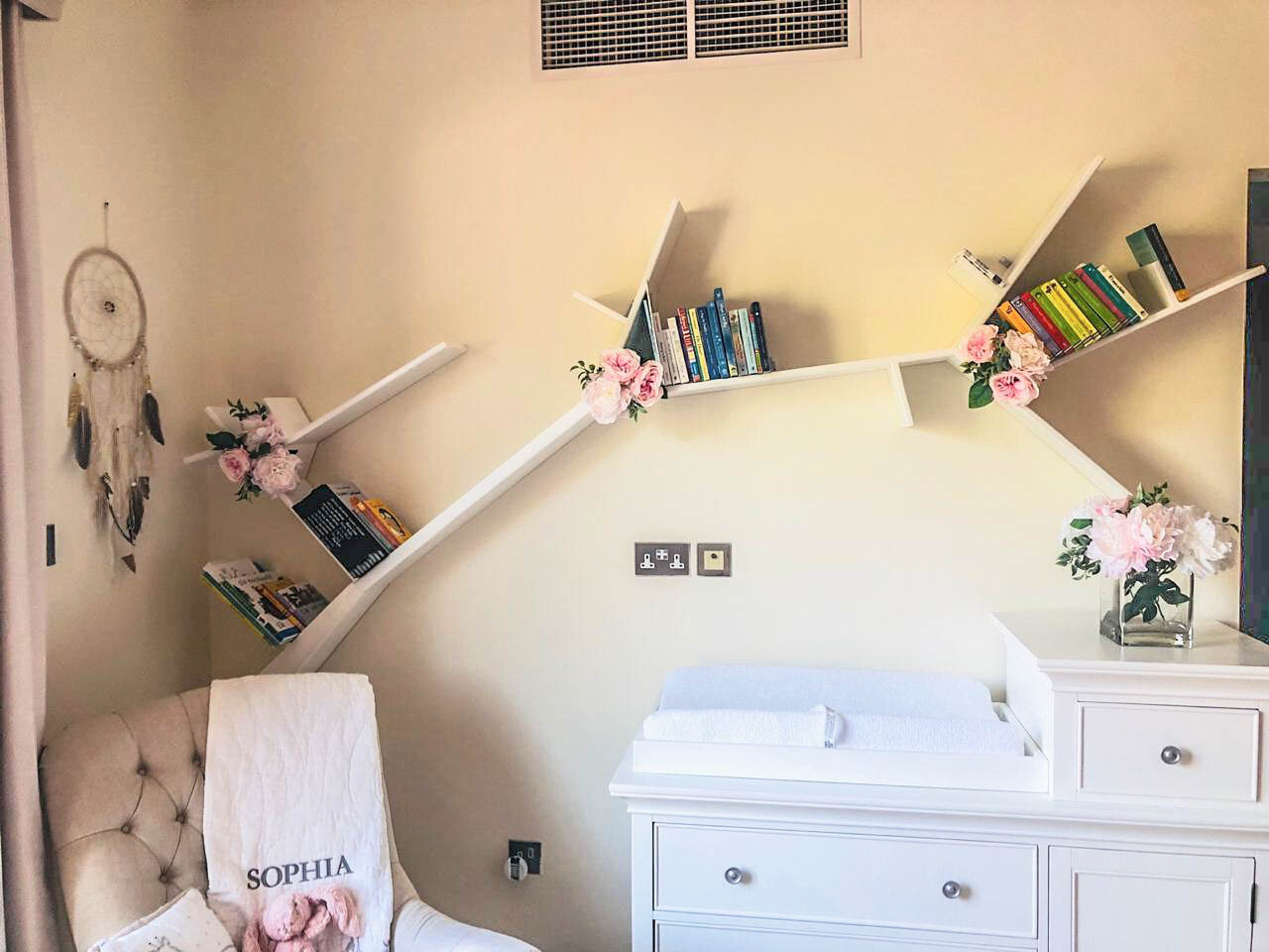 Wooden Tree Branch Book Display/Shelf
