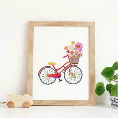 Floral Bicycle Wall Art Print