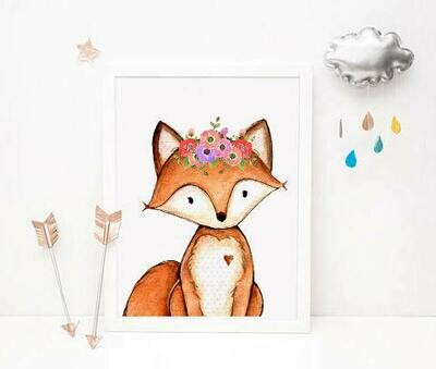 Fox Watercolour Wall Art Print