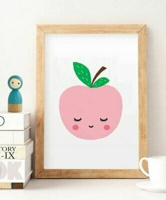 Sleepy Pink Apple Wall Art Print