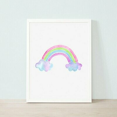 Glitter Watercolour Rainbow Wall Art Print