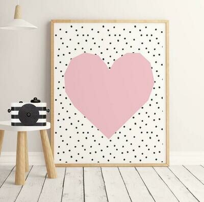 Pink Heart Wall Art Print