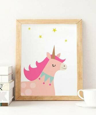Pink Unicorn Wall Art Print