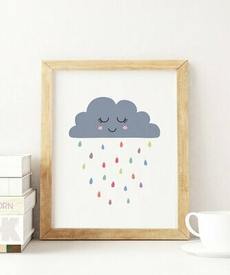 Sleepy Rain Cloud Wall Art Print