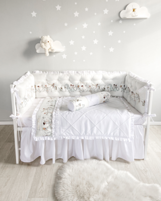 Bespoke Handmade Cot Bedding Set - Magic Parade: White