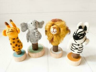Felt African Animal Finger Puppets - 4 Piece Set