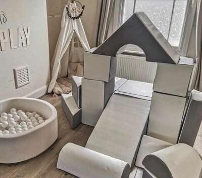 Soft Foam Play 15 Piece Set - Mega House Grey and White